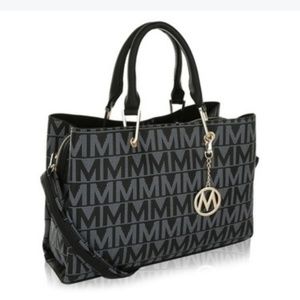 MKF Black Signature Olivia Satchel